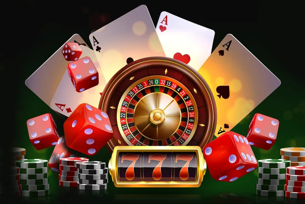 Collage of popular casino games